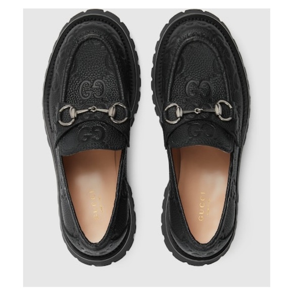 BRAND NEW: Gucci - GG logo-debossed leather lug loafers - Picture 11 of 13